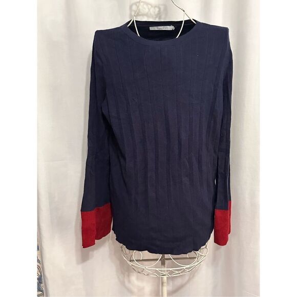 NEW WITH TAGS NWT Harper Lane Pullover Sweater Women's SIZE LARGE Marron AND BLU - Picture 1 of 8